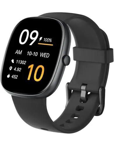 Smartwatch HUAKUA 1.85" HD Bluetooth llamadas monitor frecuencia cardíaca sueño estrés negro — imagen 1