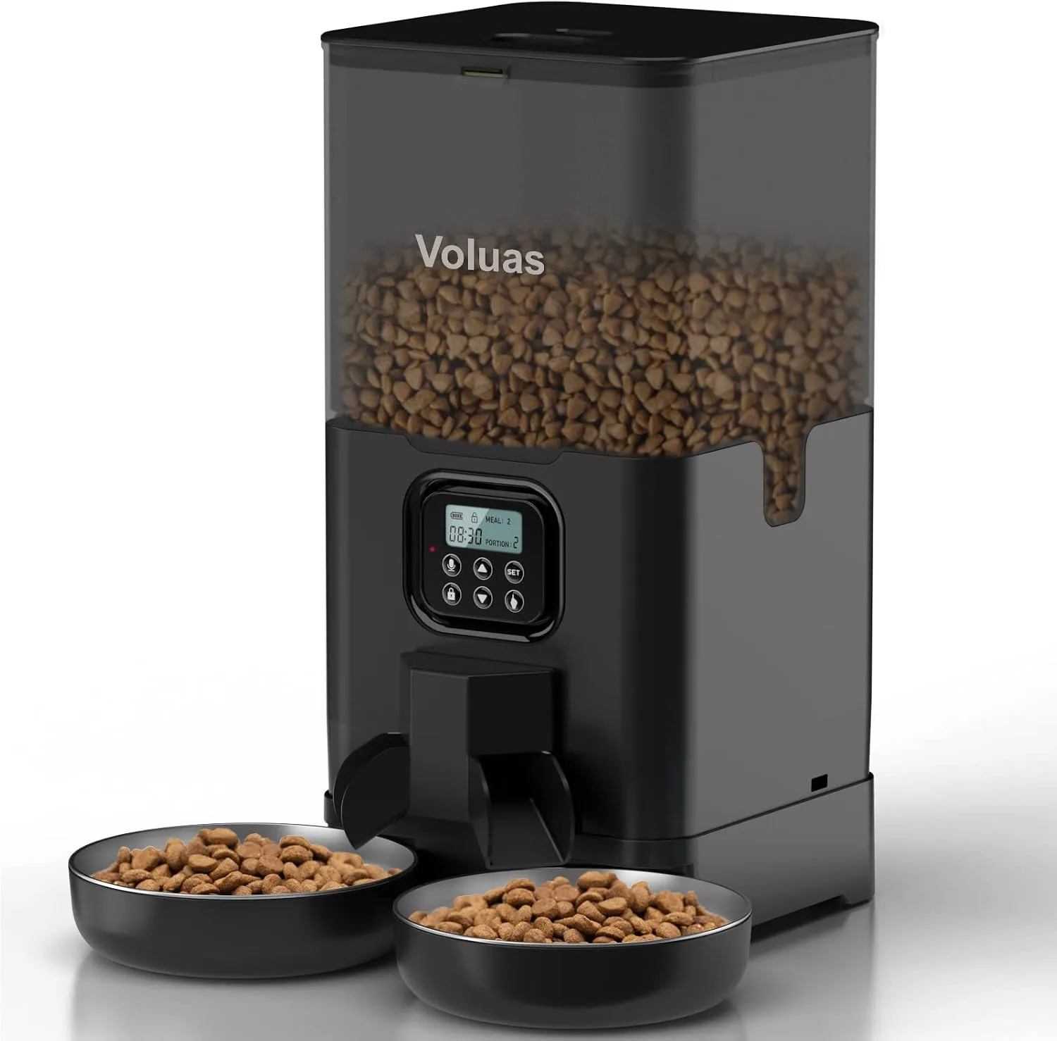 VOLUAS Comedero automático para gatos para dos gatos con cuencos dobles de — imagen 1