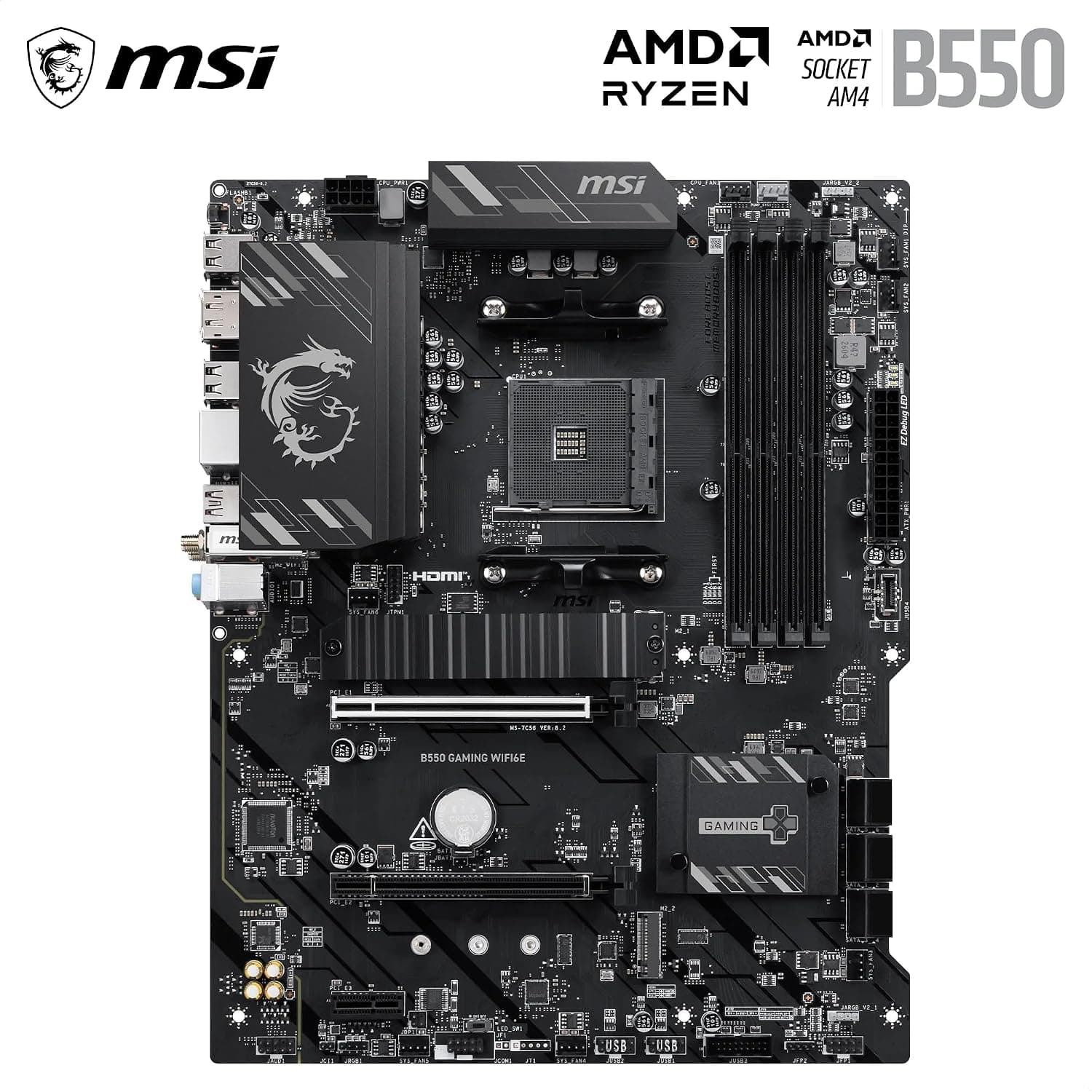 MSI B550 Gaming WIFI6E Motherboard, ATX - Compatible con AMD Ryzen 5000 Series, 5000 Serie G, 4000 G-Series y 3000 Procesadores, AM4 -… — imagen 2