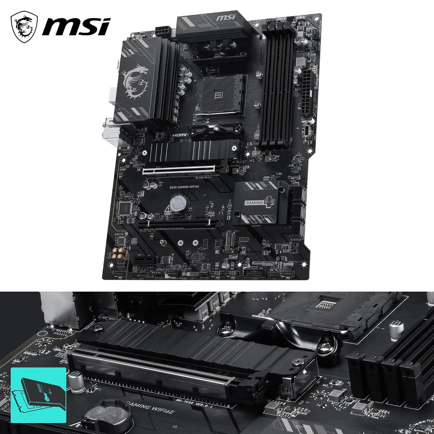 MSI B550 Gaming WIFI6E Motherboard, ATX - Compatible con AMD Ryzen 5000 Series, 5000 Serie G, 4000 G-Series y 3000 Procesadores, AM4 -… — imagen 3