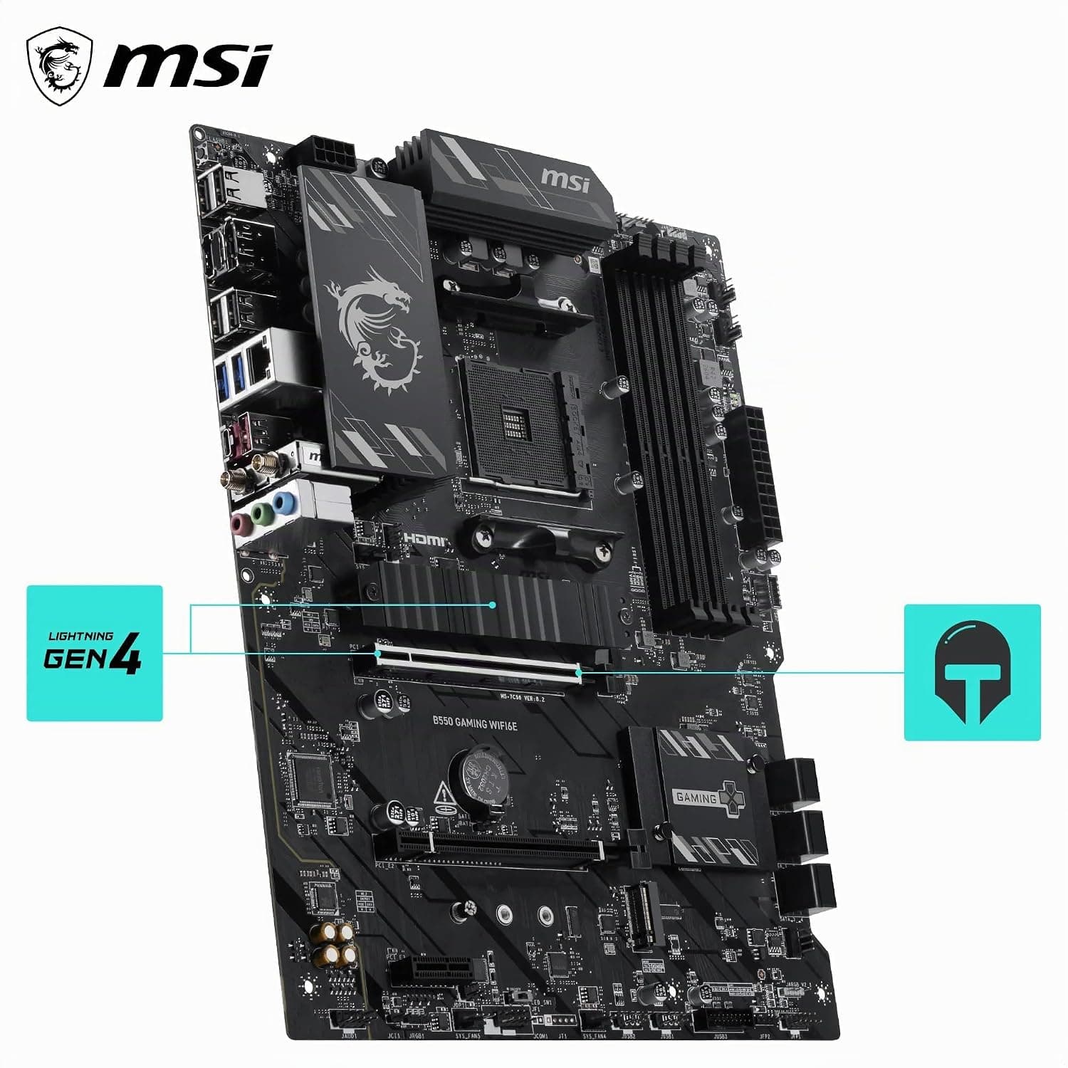 MSI B550 Gaming WIFI6E Motherboard, ATX - Compatible con AMD Ryzen 5000 Series, 5000 Serie G, 4000 G-Series y 3000 Procesadores, AM4 -… — imagen 5