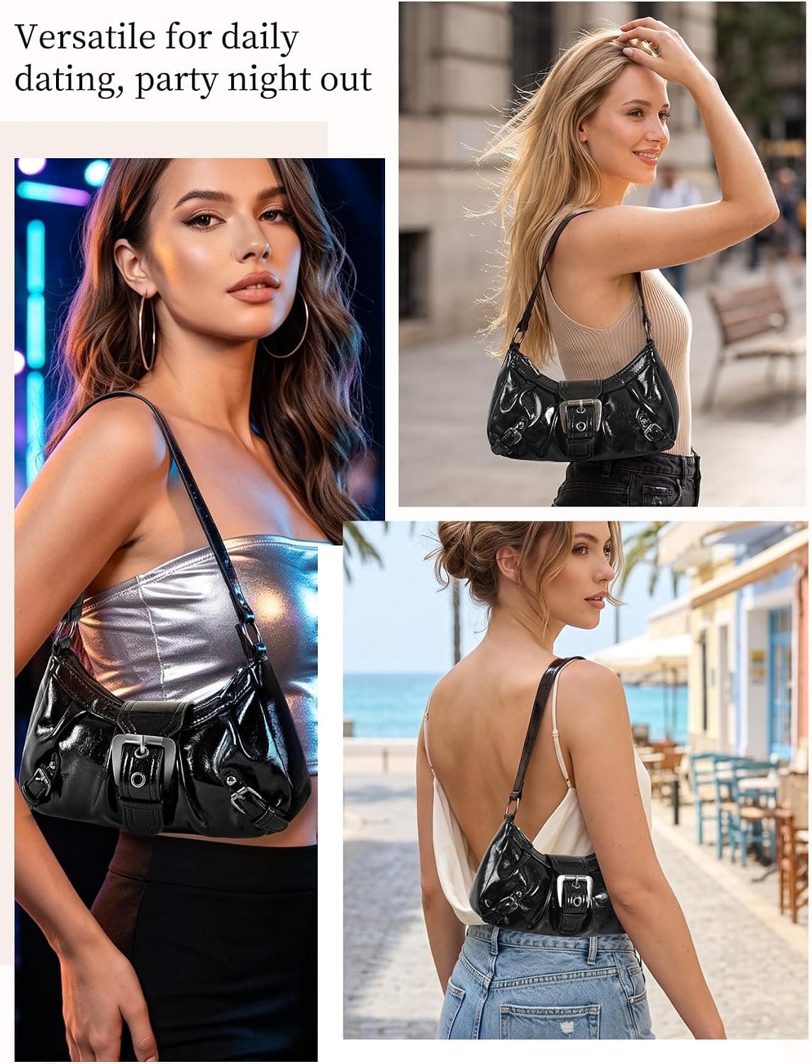 Bolso de hombro Hobo Y2k Mini Vintage Monedero Goth Punk Hebilla Bolso — imagen 3