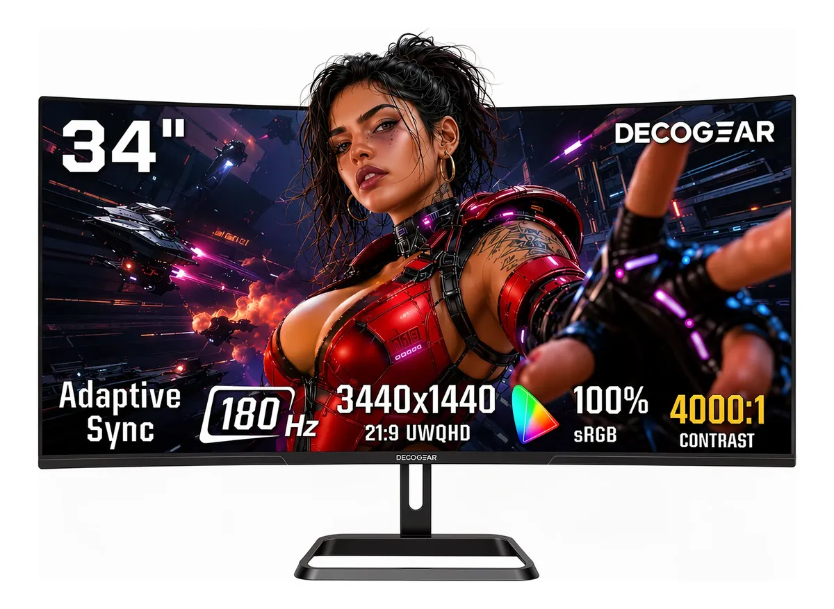 Monitor Curvo Ultrawide Deco Gear 34 180hz — imagen 1